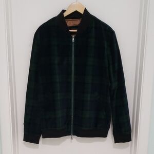 New Mens Large Paul Frederick Velvet Plaid Bomber Jacket, Lightweight